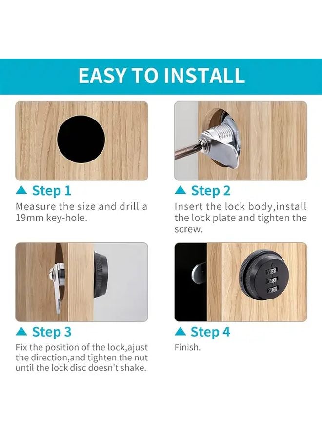 4pcs Heavy Duty Combination Cabinet Locks Black Metal No Keys Needed Home Security - Image 5