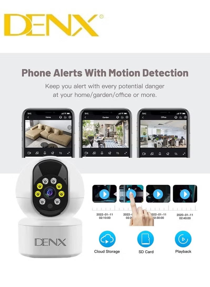 Denx 3.0MP HD Security Camera with Color Night Vision, 340° Viewing Angle, and Storage Support up to 128GB | DX2258 - Image 3