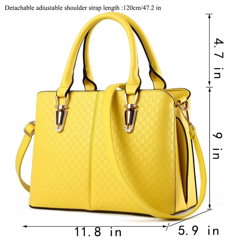 JHVYF Women Casual Top Handle Handbag Fashion Classics Satchel Shoulder Bag for Women crossbody bag Yellow Purse - Image 2