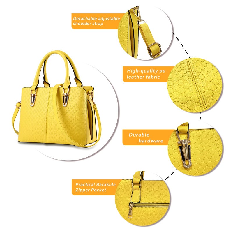 JHVYF Women Casual Top Handle Handbag Fashion Classics Satchel Shoulder Bag for Women crossbody bag Yellow Purse - Image 5