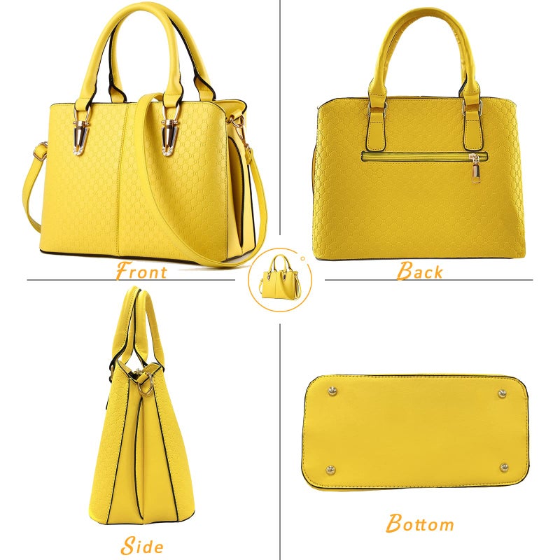 JHVYF Women Casual Top Handle Handbag Fashion Classics Satchel Shoulder Bag for Women crossbody bag Yellow Purse - Image 4