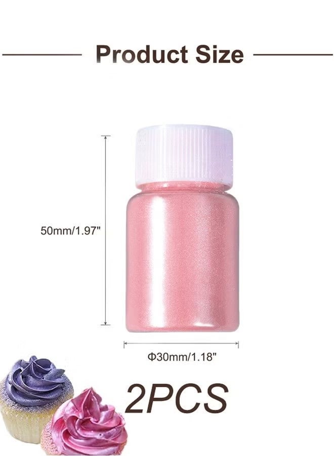 YJ 2 Pcs Pink Metallic Baking Craft Glitter Powder Food Safe Cake Topper Decoration for DIY Cupcakes Cookies Dessert Garnish Parties Weddings Festive Celebrations,Sparkling Shimmery Dust for Creative Baking,All 30g - Image 3