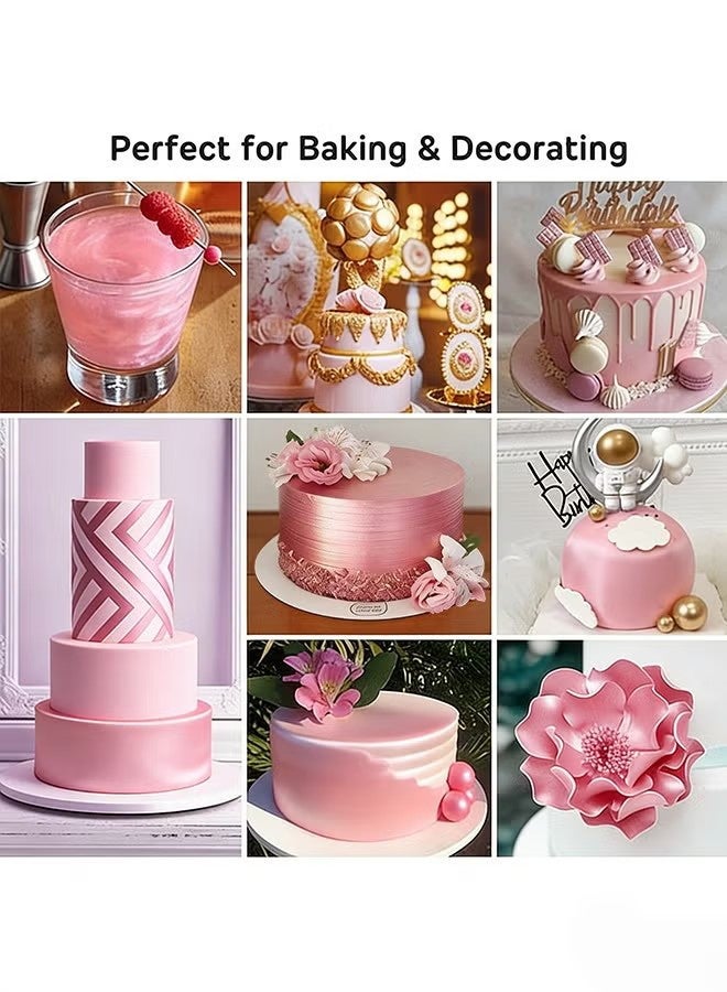 YJ 2 Pcs Pink Metallic Baking Craft Glitter Powder Food Safe Cake Topper Decoration for DIY Cupcakes Cookies Dessert Garnish Parties Weddings Festive Celebrations,Sparkling Shimmery Dust for Creative Baking,All 30g - Image 2