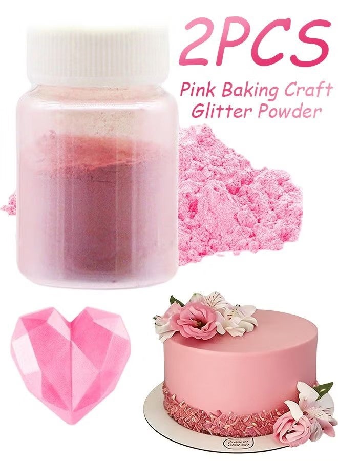YJ 2 Pcs Pink Metallic Baking Craft Glitter Powder Food Safe Cake Topper Decoration for DIY Cupcakes Cookies Dessert Garnish Parties Weddings Festive Celebrations,Sparkling Shimmery Dust for Creative Baking,All 30g - Image 1