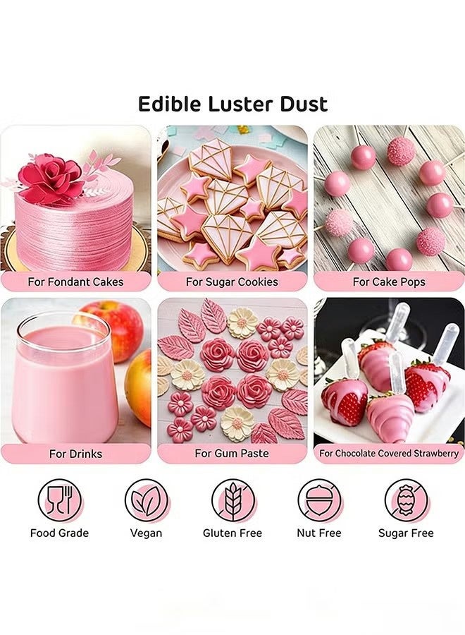 YJ 2 Pcs Pink Metallic Baking Craft Glitter Powder Food Safe Cake Topper Decoration for DIY Cupcakes Cookies Dessert Garnish Parties Weddings Festive Celebrations,Sparkling Shimmery Dust for Creative Baking,All 30g - Image 4