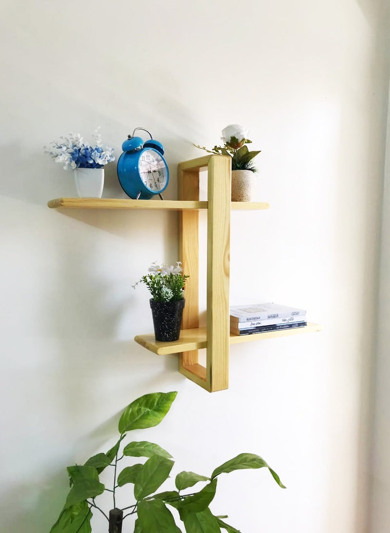 2 decorative shelves made of high-quality natural musky wood, insulated with more than one layer of service and transparent paint to preserve the quality, beauty and color of the natural wood.  - Image 1