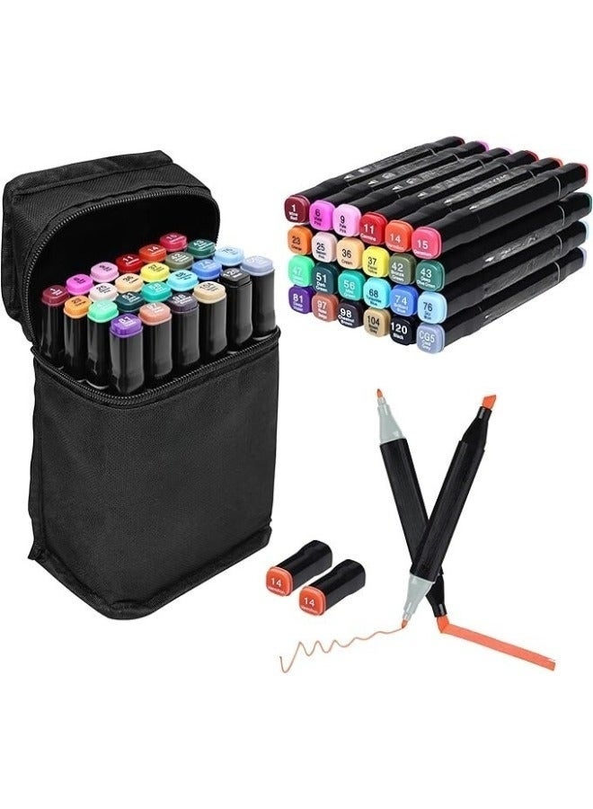 Touch 24 Pcs Art Marker Pen Set Dual Tip Markers with Blender and Carry Case, Permanent Sketch Drawing Coloring Markers for Kids Adults Projects and Artist Supplies - Image 5