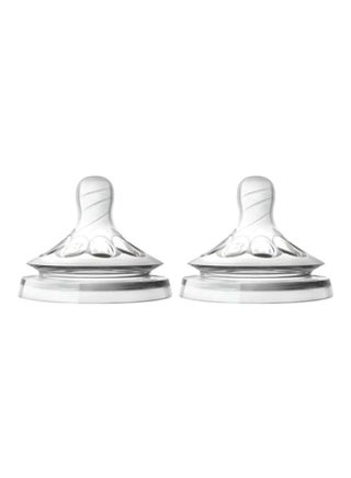 2 Piece Anti-colic Natural Medium Flow Baby Bottle Teats Set With Skin Soft Material and Flexible Design