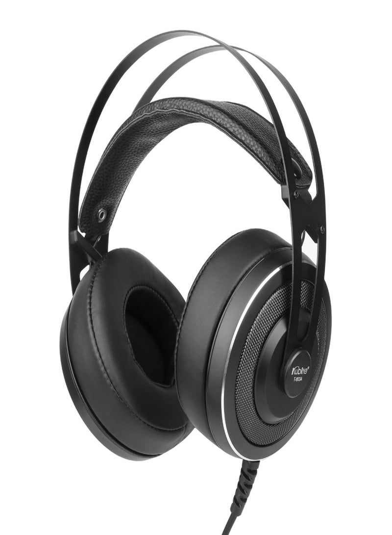 Kubite T-803 Wired Over Ear Headphones Studio Monitor & Mixing DJ Stereo Headsets with 50mm Neodymium Drivers 3.5mm Convert to 6.5mm Audio Jack for AMP Computer Recording Phone Piano Guitar Laptop Black - Image 1