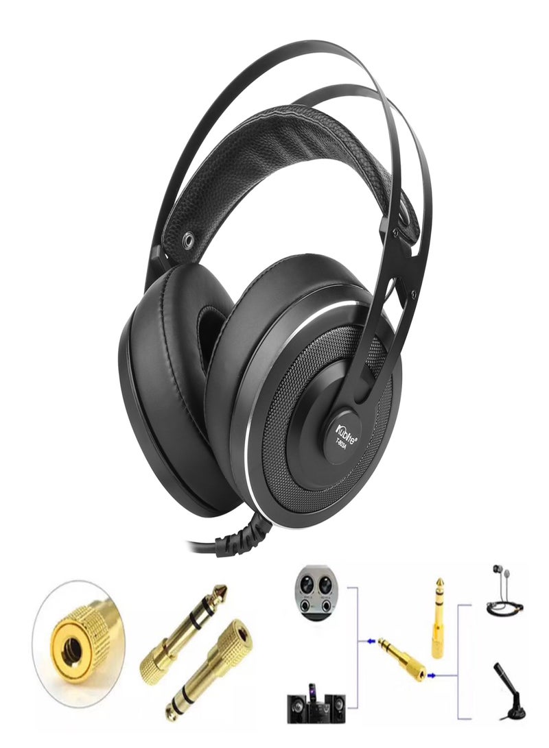 Kubite T-803 Wired Over Ear Headphones Studio Monitor & Mixing DJ Stereo Headsets with 50mm Neodymium Drivers 3.5mm Convert to 6.5mm Audio Jack for AMP Computer Recording Phone Piano Guitar Laptop Black - Image 5