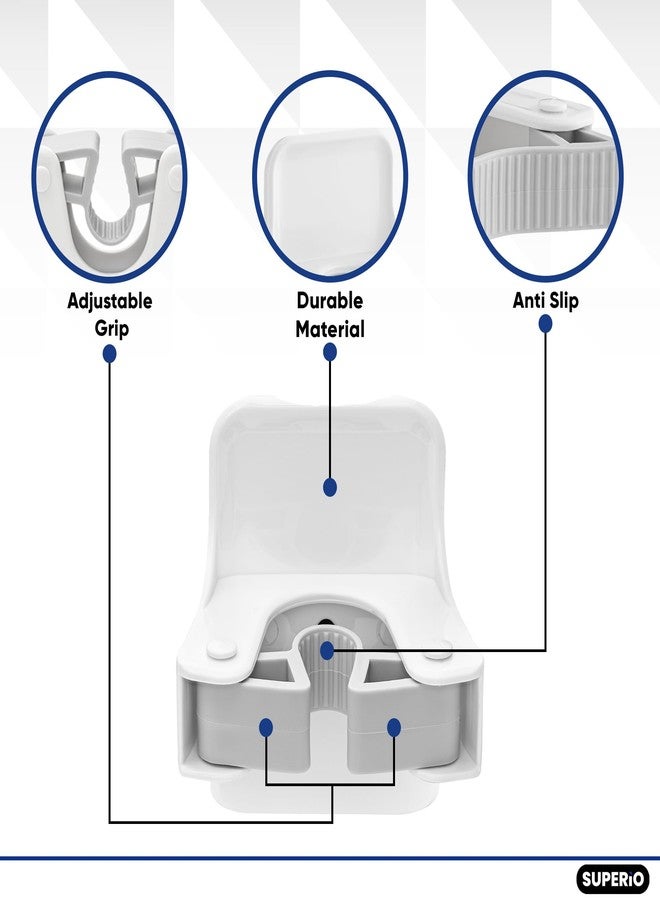 Superio Mop and Broom Holder, Set of 4 Single Piece Hooks, White Plastic Wall Mount Cleaning Storage Tool Organizer, Heavy-Duty Hook for Kitchen, Closet Garage, and Office - Image 3