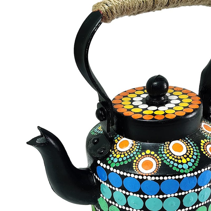 Penkraft RetroStyled Tea Kettle HandPainted with Dot Mandala Art - Image 2