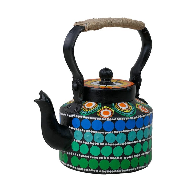 Penkraft RetroStyled Tea Kettle HandPainted with Dot Mandala Art - Image 4