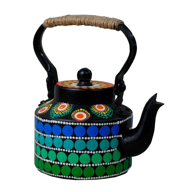 Penkraft RetroStyled Tea Kettle HandPainted with Dot Mandala Art - Image 5