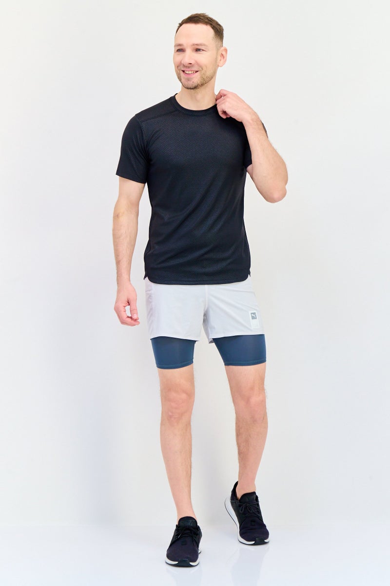 PUMA شورتات رياضية للرجال مقاس 5 بوصات 2 في 1، أبيض فاتح - Image 4