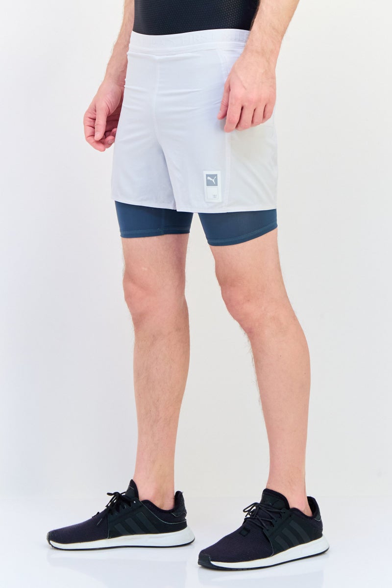 PUMA شورتات رياضية للرجال مقاس 5 بوصات 2 في 1، أبيض فاتح - Image 2