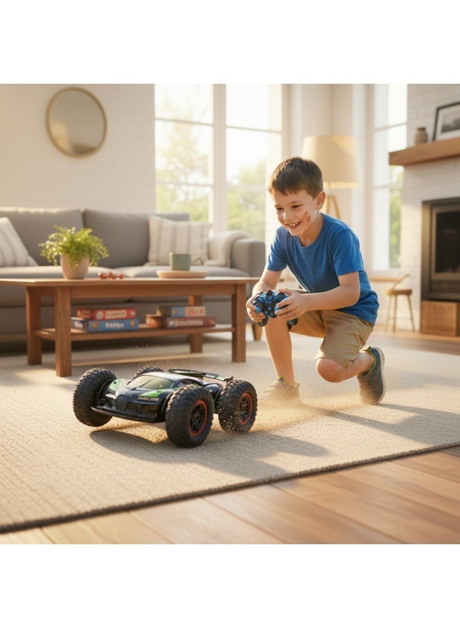 سيارة تحكم عن بعد عالية السرعة بمقياس 1:16 مع جهاز تحكم عن بعد بتردد 2.4 جيجاهرتز - بطارية قابلة للشحن 3.7 فولت - لعبة سيارة متينة للطرق الوعرة للأطفال مع شاحن USB - تتضمن جهاز تحكم عن بعد وملحقات - Image 2