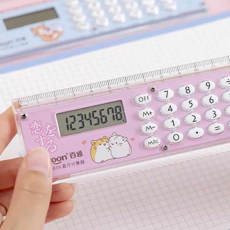 Ruler Calculator Cartoon Student Supplies Learning Stationery Ruler Mini Electronic Gift Calculator - Image 5