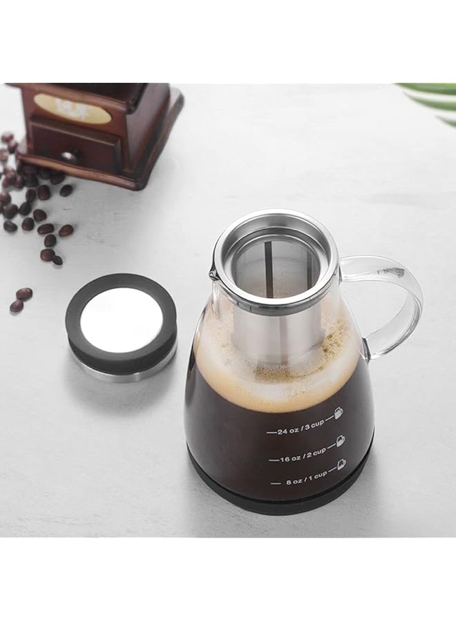 erorex Glass Cold Brew Coffee Maker Pot Jar With Tick Marks Stainless Steel Filter Ice Brewed Coffee Tea Infuser Pot Cold Kettle 960Ml A 960Ml - Image 5