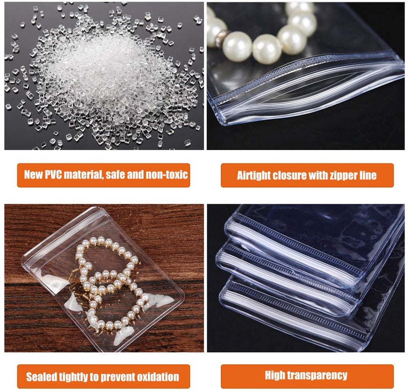Fnuiddt 100 Pack PVC Clear Jewelry Anti Oxidation Zipper Bag Antitarnish Plastic Bags for Packaging Jewelry Rings Earrings Transparent Poly Pouch (Clear, 3.14Ã—4.72inch) - Image 3