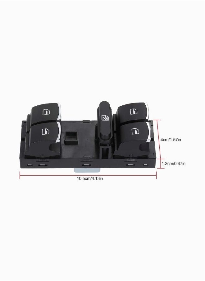 Car Master Power Window Switch 5ND 959 857 for VW, for CC for Tiguan Passat B6, for Golf Jetta MK5 MK6, Driver Left Side Console Control Window Lifter (Black)