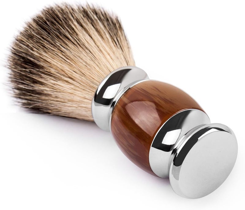 QSHAVE 100 Best Original Pure Badger Hair Shaving Brush Handmade Faux Agate Handle Perfect for Wet Shave Safety Razor Double Edge Razor - Image 3