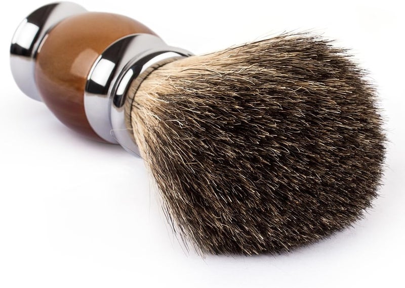 QSHAVE 100 Best Original Pure Badger Hair Shaving Brush Handmade Faux Agate Handle Perfect for Wet Shave Safety Razor Double Edge Razor - Image 2