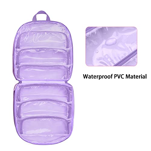 LoDrid Carrying Backpack Compatible with LOL Surprise Dolls All, Storage Case with 6 Clear Pockets for Dolls Organizer & Display, Purple, Bag Only (Patent Design) - Image 2