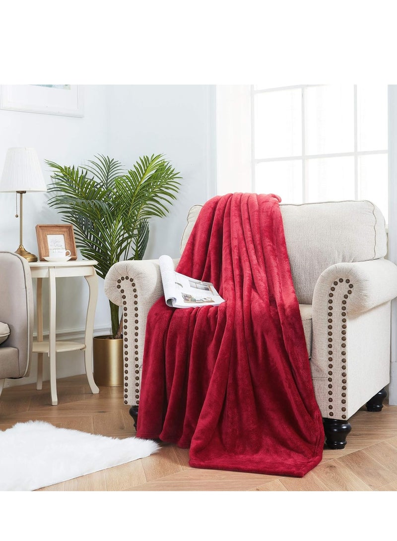 Moon Flannel and Microfiber Sofa Blanket, Luxury red Single Size Blanket Lightweight and Comfortable for Bed and Sofa, Super Soft and Warm Solid  - Image 1