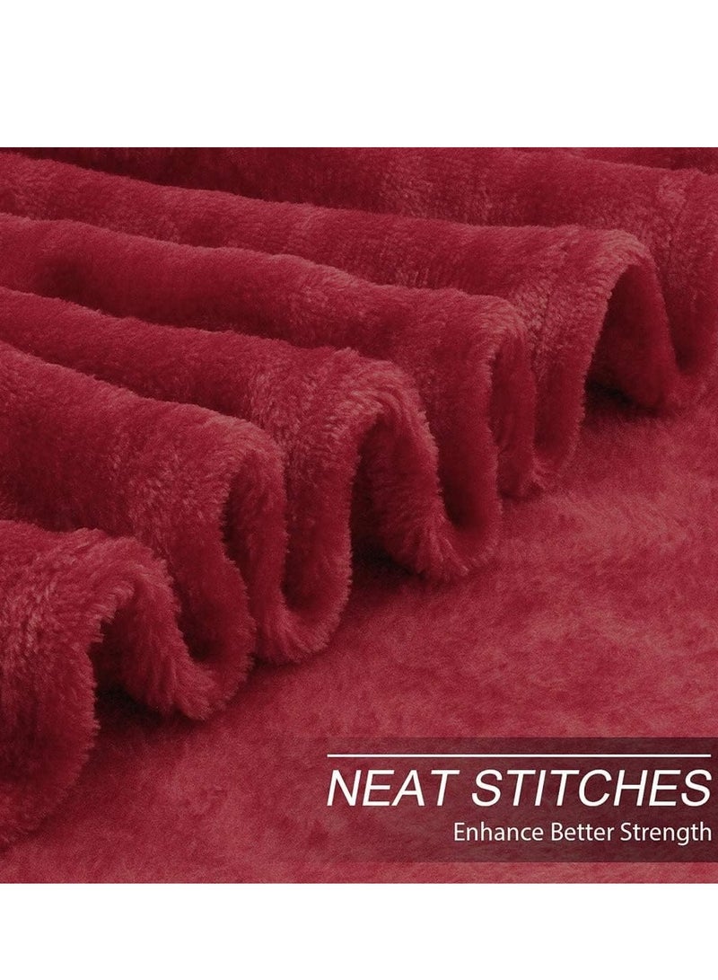 Moon Flannel and Microfiber Sofa Blanket, Luxury red Single Size Blanket Lightweight and Comfortable for Bed and Sofa, Super Soft and Warm Solid  - Image 2