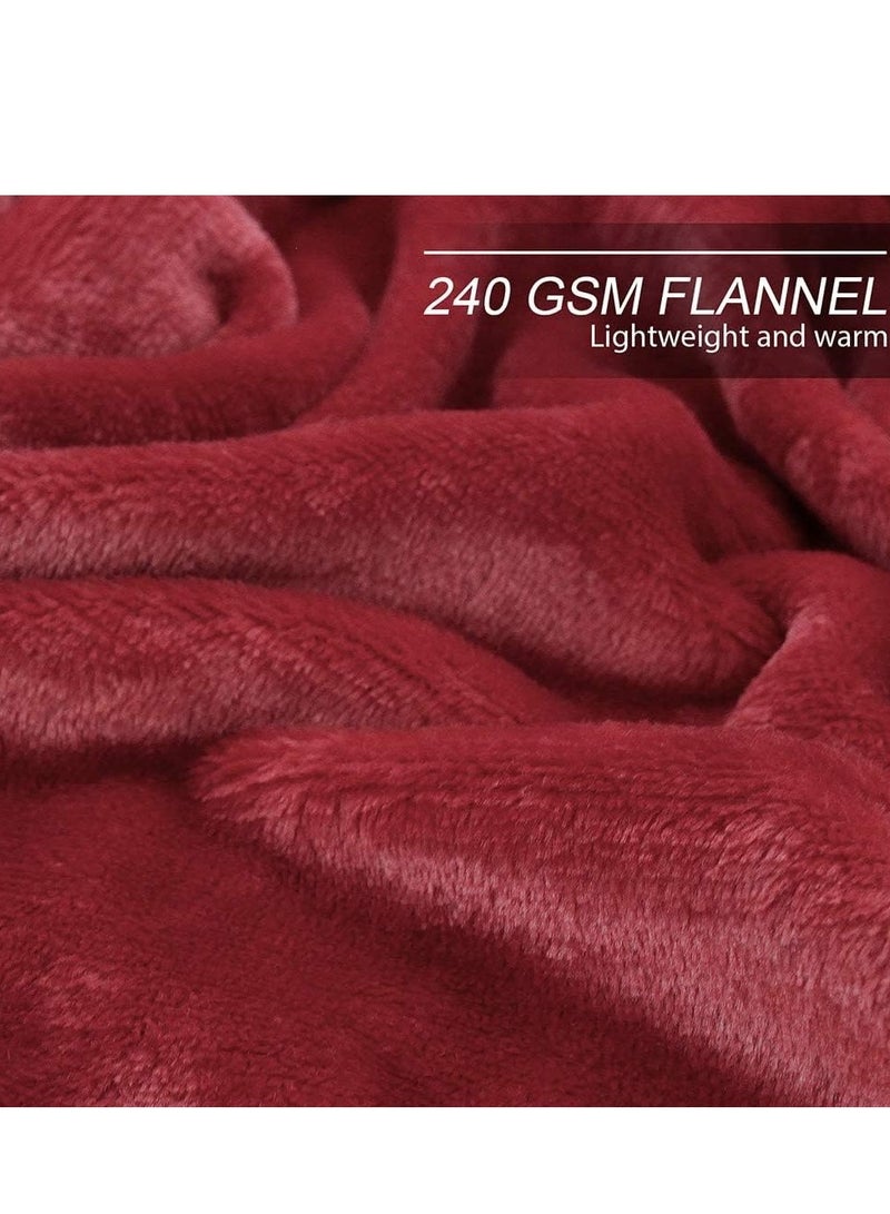 Moon Flannel and Microfiber Sofa Blanket, Luxury red Single Size Blanket Lightweight and Comfortable for Bed and Sofa, Super Soft and Warm Solid  - Image 4