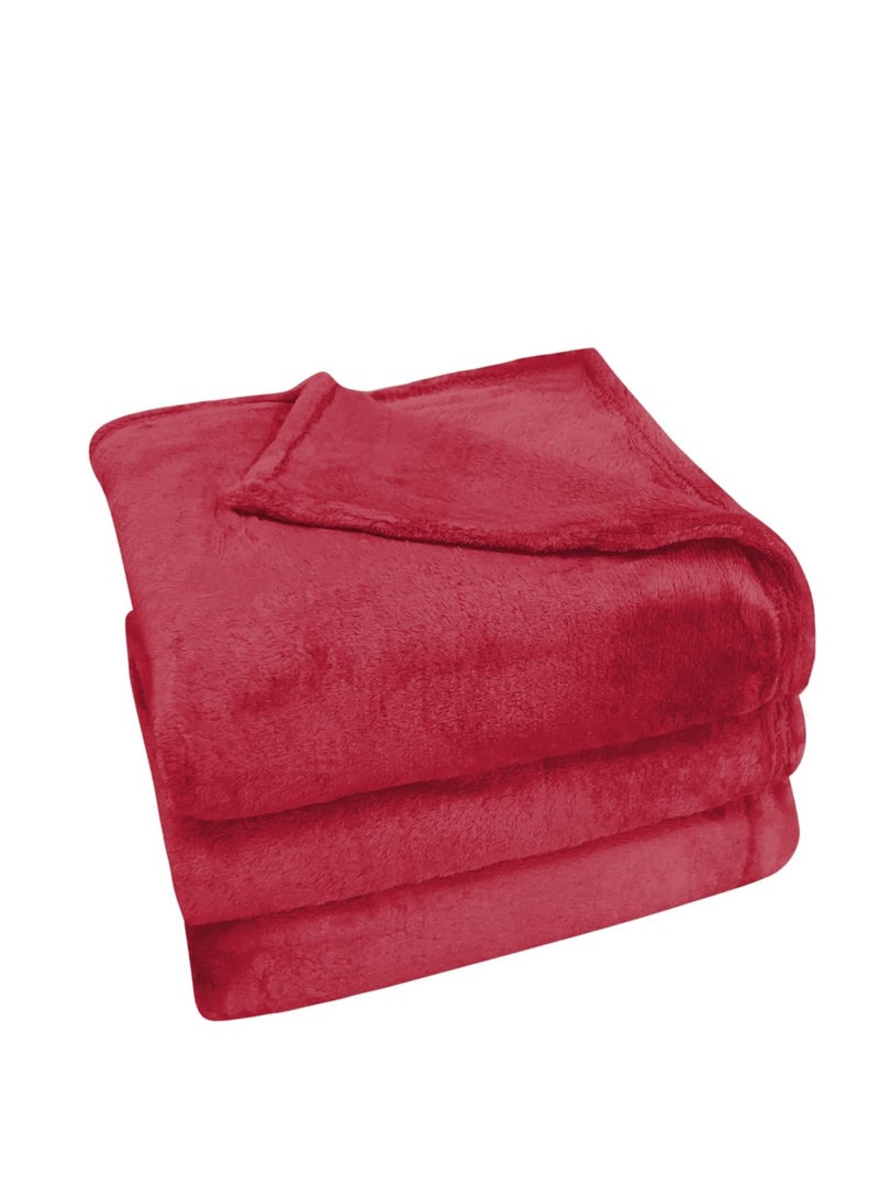 Moon Flannel and Microfiber Sofa Blanket, Luxury red Single Size Blanket Lightweight and Comfortable for Bed and Sofa, Super Soft and Warm Solid  - Image 5