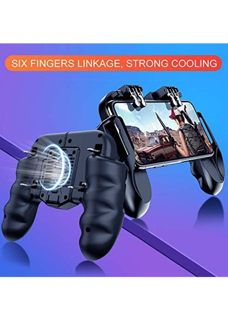 Mobile Game Controller 4 Trigger with Cooling Fan for PUBG Call of Duty Fotnite 6 Finger Operation L1R1 L2R2 Gaming Grip Gamepad Mobile Controller Trigger - Image 5