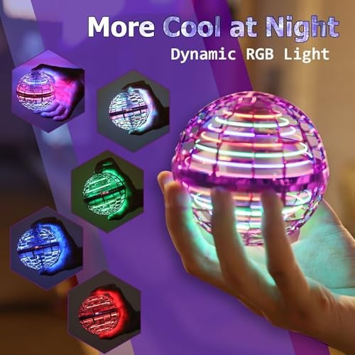 ATHLERIA Pink Flying Orb Ball ToysHand Operated Drones for KidsCool Gadgets Light Up Cosmic Globe Spinning Glow in The DarkChristmas Birthday Gift Ideas Toys for Teen Girls Age 6 7 8 9 10 - Image 5