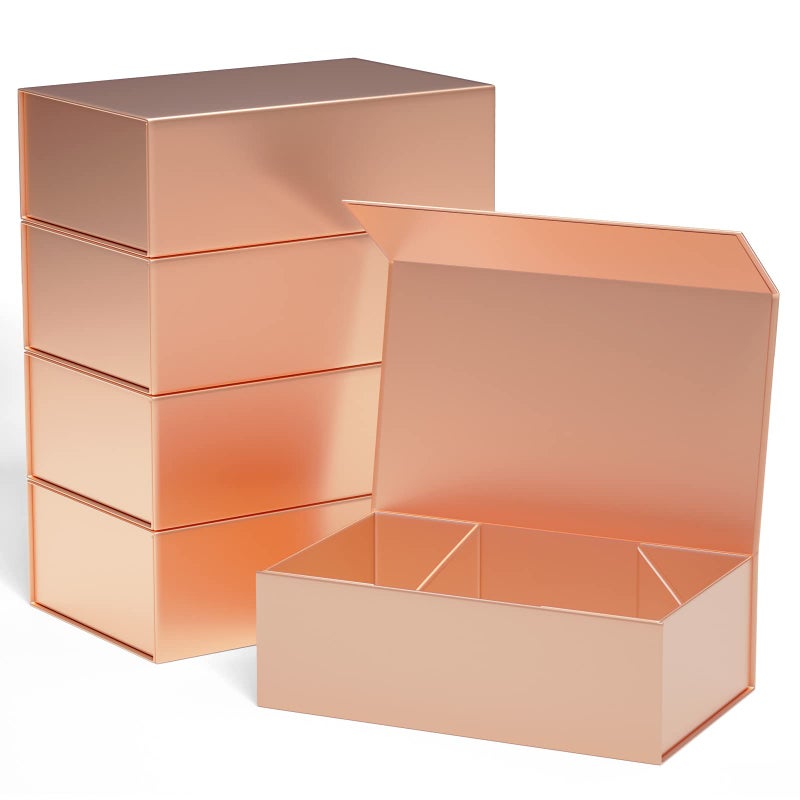 ROSTELACK Gift Boxes 10x6x3 with Magnetic Closure Lid Gift Boxes for PresentsBridesmaid Gifts BoxCute BoxLuxury for Gift Packaging Magnetic Gift Box for Wrapping Gifts Rose Gold5PCS - Image 2