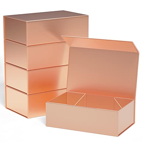 ROSTELACK Gift Boxes 10x6x3 with Magnetic Closure Lid Gift Boxes for PresentsBridesmaid Gifts BoxCute BoxLuxury for Gift Packaging Magnetic Gift Box for Wrapping Gifts Rose Gold5PCS - Image 1