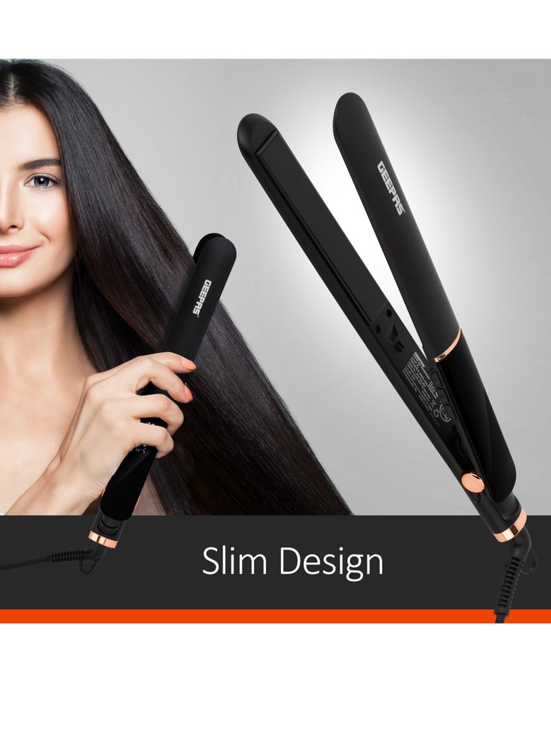 Professional Digital Hair Straightener- GHS86003| Slim Design With LED Display And Ceramic Coated Plate| Lockable Handle, Adjustable Temperature Control, 360-Degree Swivel Cord, ON/OFF Switch| Perfect