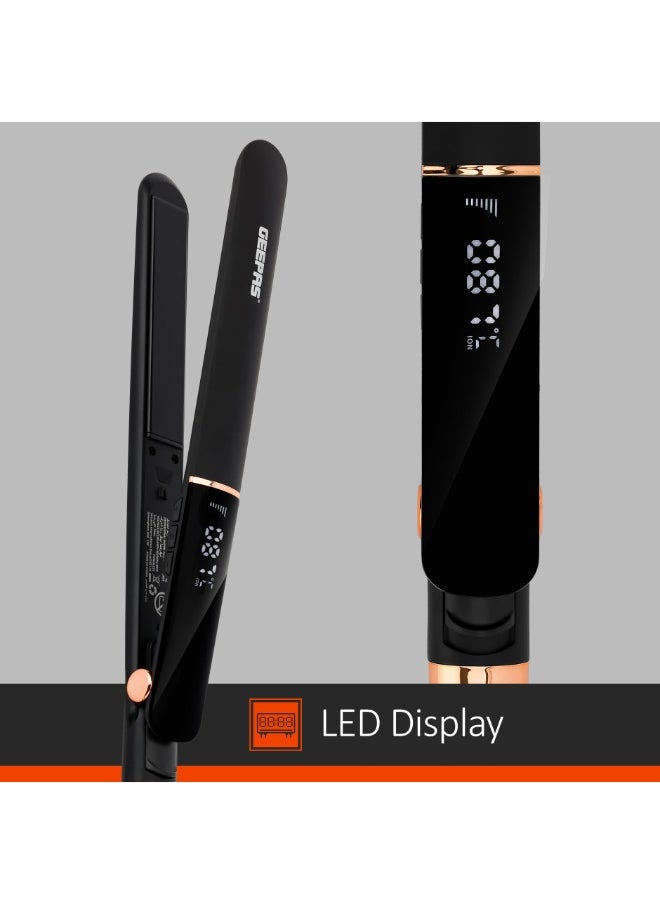 Professional Digital Hair Straightener- GHS86003| Slim Design With LED Display And Ceramic Coated Plate| Lockable Handle, Adjustable Temperature Control, 360-Degree Swivel Cord, ON/OFF Switch| Perfect