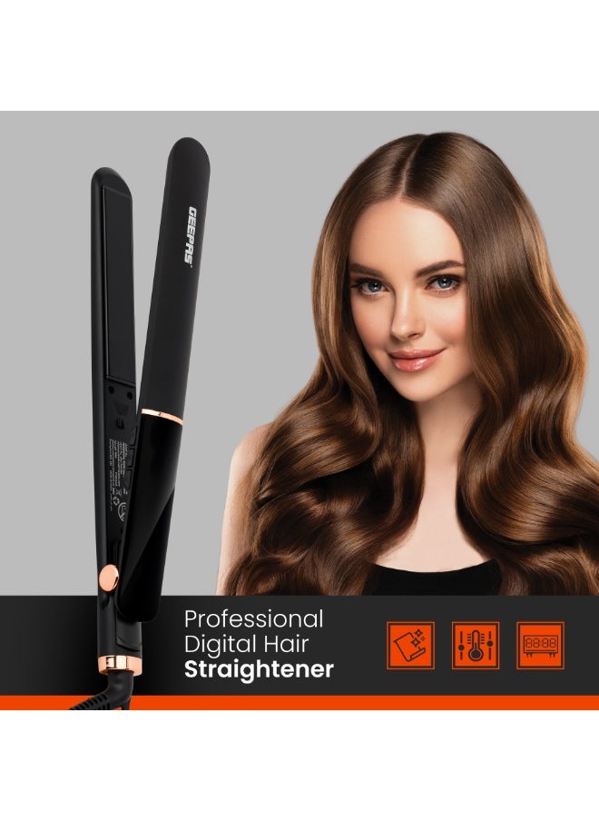 Professional Digital Hair Straightener- GHS86003| Slim Design With LED Display And Ceramic Coated Plate| Lockable Handle, Adjustable Temperature Control, 360-Degree Swivel Cord, ON/OFF Switch| Perfect