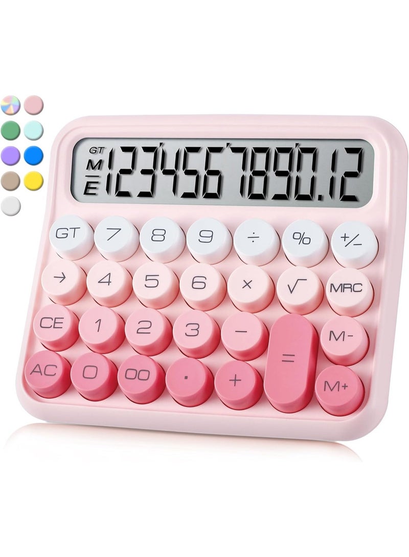 Mechanical Switch Calculator,Calculator Cute 12 Digit Large LCD Display and Buttons,Calculator with Large LCD Display Great for Everyday Life and Basic Office Work.with Battery - Image 1