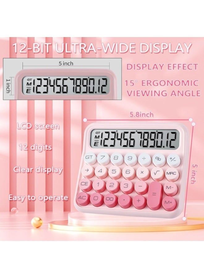 Mechanical Switch Calculator,Calculator Cute 12 Digit Large LCD Display and Buttons,Calculator with Large LCD Display Great for Everyday Life and Basic Office Work.with Battery - Image 4