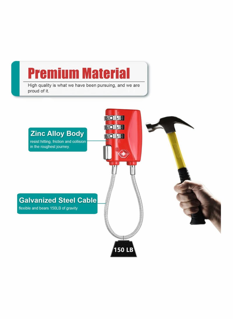 TSA Approved Luggage Locks with 3 Digit Combination Mini Travel Padlocks 2 Pack Red Ideal for Suitcases and Gym Lockers - Image 2