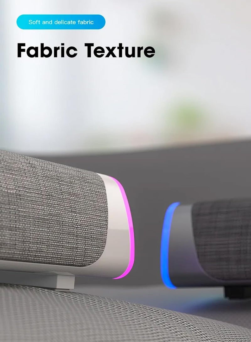 Bluetooth- Computer Speaker, RGB Computer Sound Bar Desktop Speaker, 3D Stereo Surround Sound Box with Volume Knob 3.5mm Audio Input for Desktop PC Laptop Smartphone Tablet. - Image 3