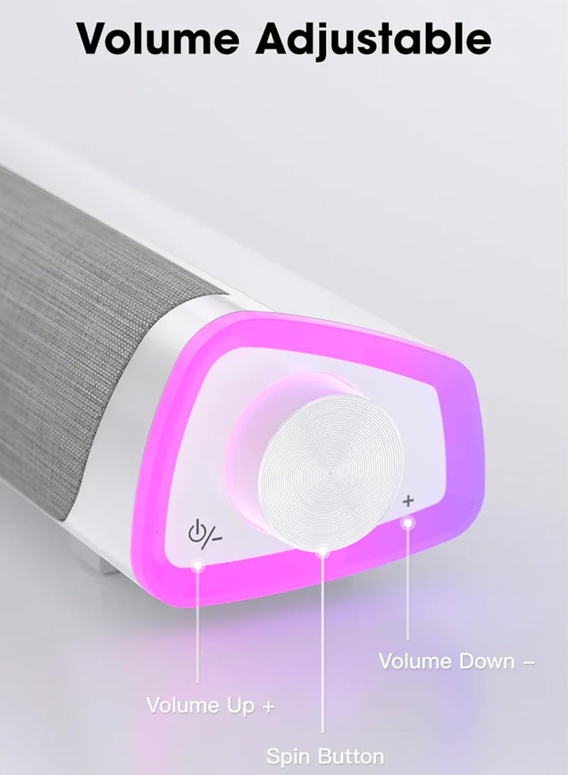 Bluetooth- Computer Speaker, RGB Computer Sound Bar Desktop Speaker, 3D Stereo Surround Sound Box with Volume Knob 3.5mm Audio Input for Desktop PC Laptop Smartphone Tablet. - Image 2