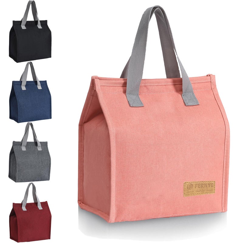 FERNYE Lunch Bag for Women/Men,Waterproof Reusable Portable Lunch Tote,Lunch Box Bag.Thermal Cooler Bag Ideal for Work/Party/l/Travel/Picnic (Light Pink) - Image 1
