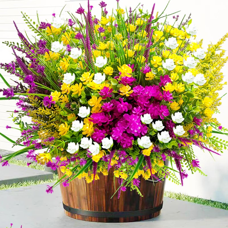 TSTWETO 20 PCS Artificial Flowers for Outdoors  Artificial Plants Outdoor Fake Flowers UV Resistant  Outdoor Fake Plants Plastic Faux Flowers for Porch Window Box Garden (Mixed Color) - Image 1