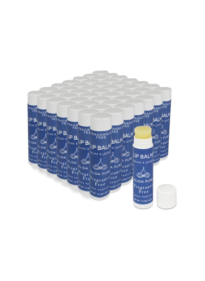 ALIDA PURE - Fragrance Free 50 Tube Lip Balm Collection Unscented Vegan Lip Balm Bees Wax Free Coconut Oil Free Avocado Oil Organic Jojoba Oil Vitamin E For Dry Chapped or Cracked Lips 50 Tubes - Image 1