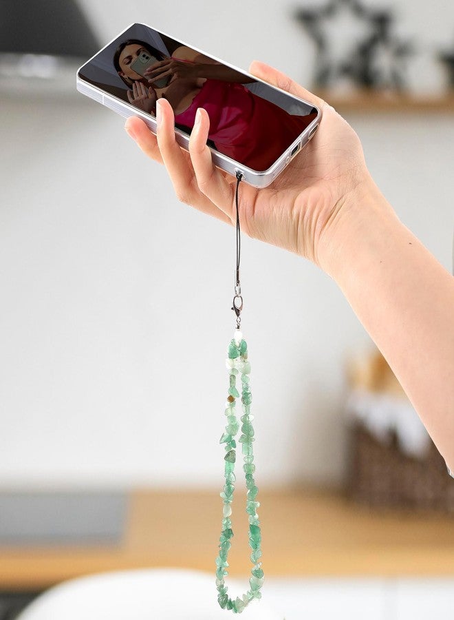 YQQYG Turquoise Green Phone Charm, Natural Gemstone Beaded Phone Strap Wrist Strap, Natural Stone Beaded Phones Charm, Women Girls Turquoise Accessories Keychain for Mobilephone - Image 2