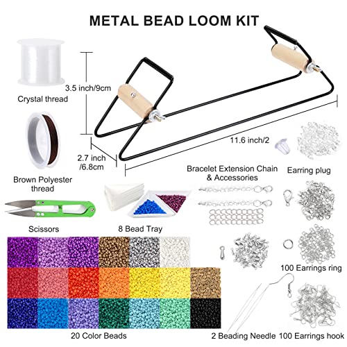 PP OPOUNT Bead Loom Kit, Beading Supplies with 9700 PCS Seed Beads, Tray, Scissors Making Accessories, Beading Loom Kits for Adults Jewelry Making Bracelets Belts - Image 2