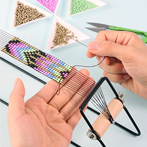 PP OPOUNT Bead Loom Kit, Beading Supplies with 9700 PCS Seed Beads, Tray, Scissors Making Accessories, Beading Loom Kits for Adults Jewelry Making Bracelets Belts - Image 3